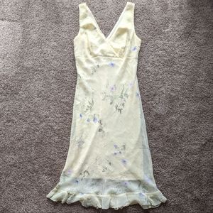 Vintage Y2K Yellow Floral Midi Dress